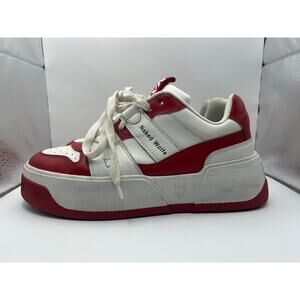 Naked Wolfe Crown Red White Platform Sneakers Lace Up Rare Women’s Size 10 USED